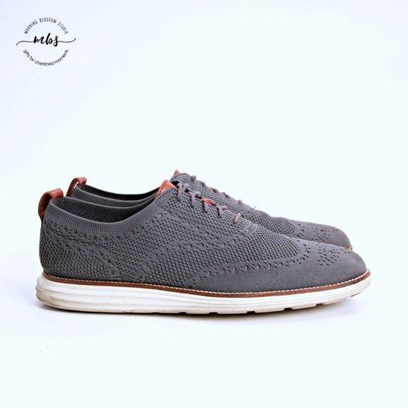 Cole Haan ZERØGRAND‎ Remastered Stitchlite Wingtip Oxfords Gray Men 12